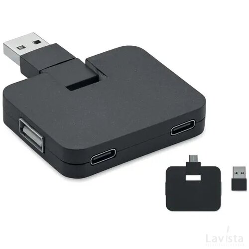 4-poorts usb-hub Square-c zwart