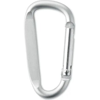Karabijnhaak van aluminium. Gancho mat zilver