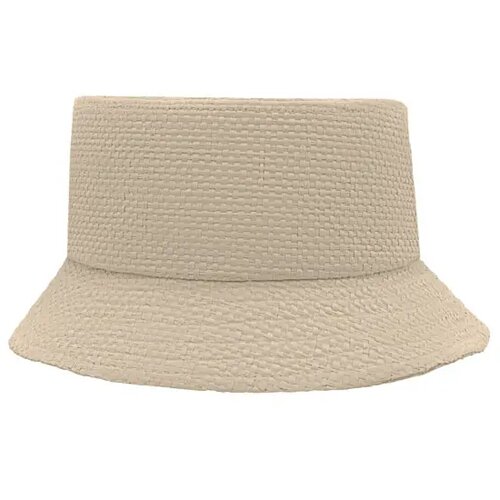 Papierstro zonnehoed Beige