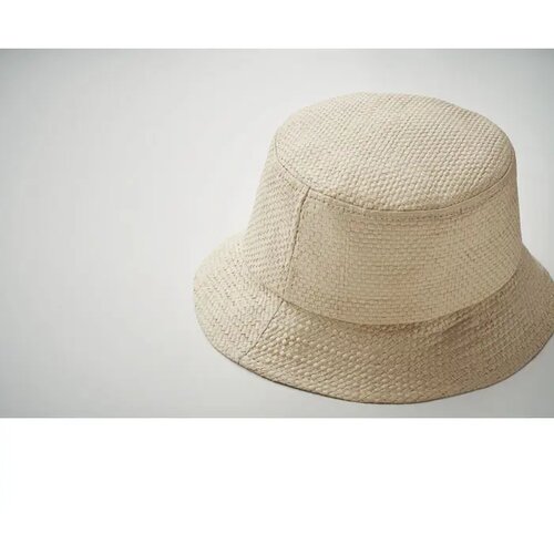 Papierstro zonnehoed Beige