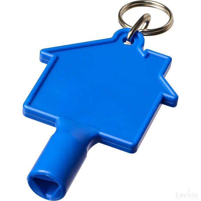 Maximilian huisvormige gerecyclede sleutelhanger voor hulpsleutel Blauw