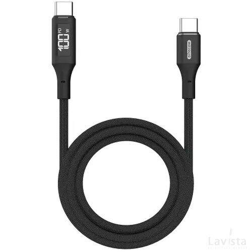 Sitecom CA-1005 USB-C to USB-C Power cable with LED display zwart