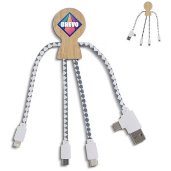 Xoopar Mr. Bio Bamboo multi-oplaadkabel Naturel