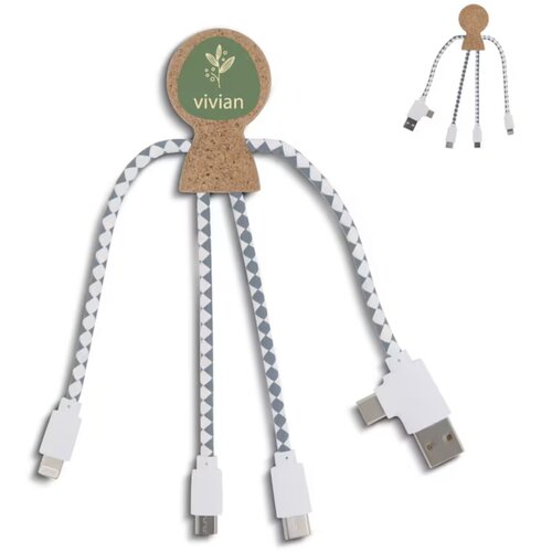 Xoopar Mr. Bio Cork multi-oplaadkabel Naturel