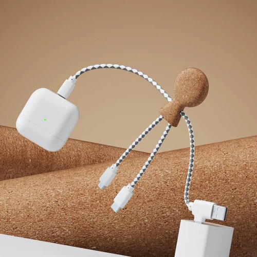 Xoopar Mr. Bio Cork multi-oplaadkabel Naturel