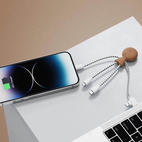 Xoopar Mr. Bio Cork multi-oplaadkabel Naturel