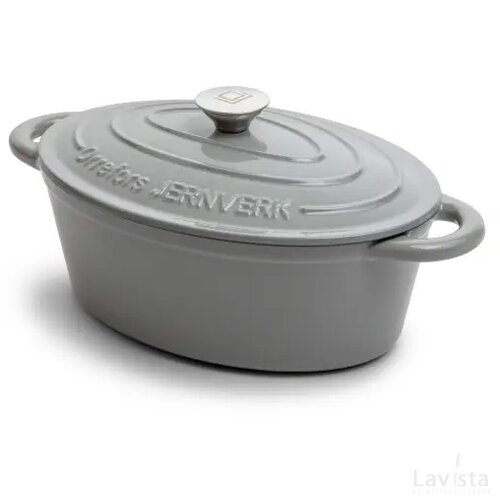 Orrefors Jernverk Ovale geëmailleerde braadpan 3.5L licht grijs