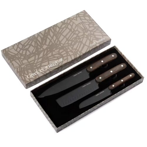 Orrefors Jernverk houten messenset van 3 Bruin