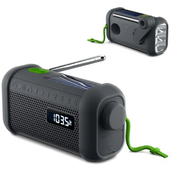Muse radio speaker met solar en opwindmechanisme Zwart
