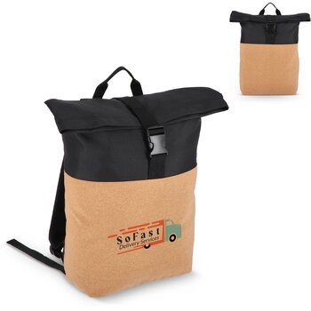 Rolltop rugzak kurk & R-PET 18L zwart
