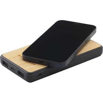 Boru Bamboo Rcs Recycled Abs Powerbank Wireless Charger Zwart