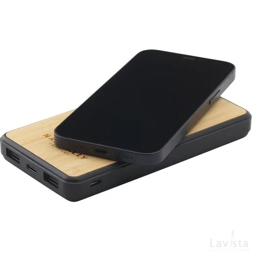 Boru Bamboo Rcs Recycled Abs Powerbank Wireless Charger Zwart