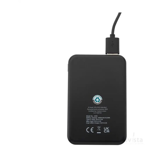 Compact Rcs Recycled Abs Powerbank Zwart