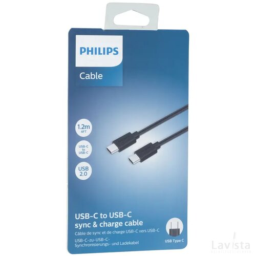 Philips Cable Usb-C To Usb-C Oplaadkabel Zwart