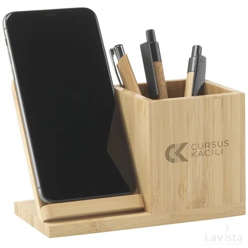 Bamboo Boss 15W Fsc-100% Draadloze Oplader/Penhouder Bamboe