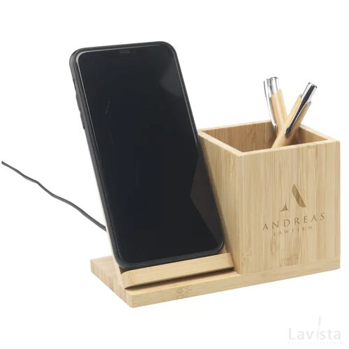 Bamboo Boss 15W Fsc-100% Draadloze Oplader/Penhouder Bamboe