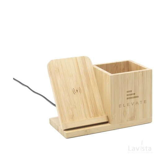 Bamboo Boss 15W Fsc-100% Draadloze Oplader/Penhouder Bamboe