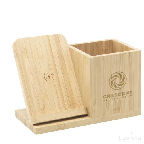 Bamboo Boss 15W Fsc-100% Draadloze Oplader/Penhouder Bamboe
