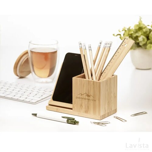 Bamboo Boss 15W Fsc-100% Draadloze Oplader/Penhouder Bamboe