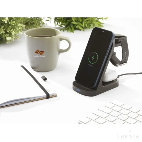 Triple-Up Rcs Recycled Abs Wireless Charger Stand Zwart
