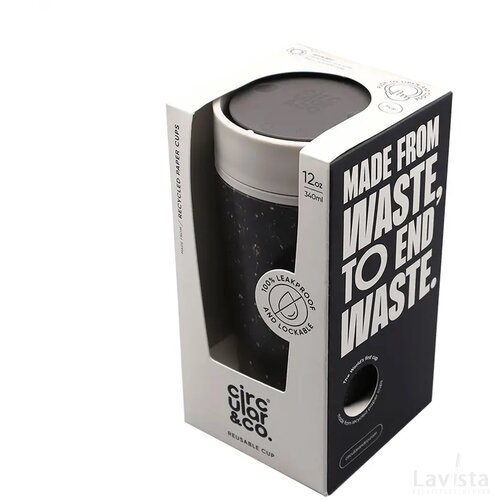 Circular&Co Recycled Coffee Cup 340 Ml Koffiebeker Grijs/Wit