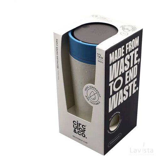 Circular&Co Recycled Coffee Cup 340 Ml Koffiebeker Wit/Pacific Blue