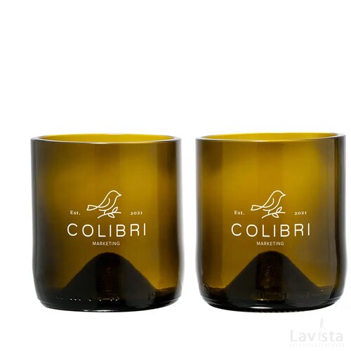 Rebottled® Short Tumbler 2-Pack Set Glazen Olive