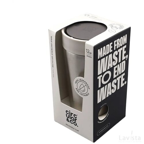 Circular&Co Recycled Stainless Steel Coffee Cup 340 Ml Wit