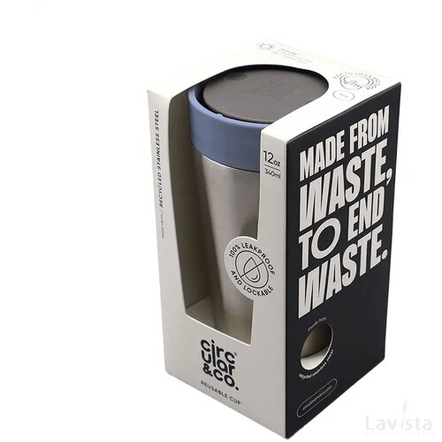 Circular&Co Recycled Stainless Steel Coffee Cup 340 Ml Blauw