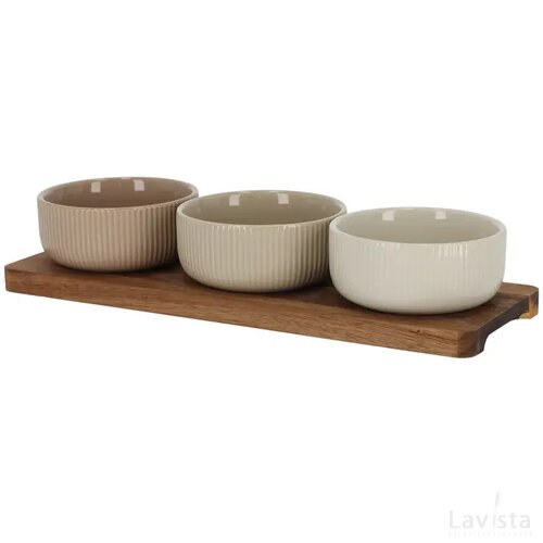 JENS Living Serveerplank Met Schaaltjes Beige