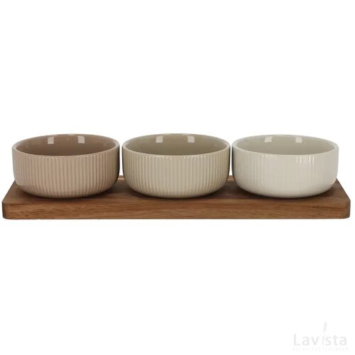 JENS Living Serveerplank Met Schaaltjes Beige