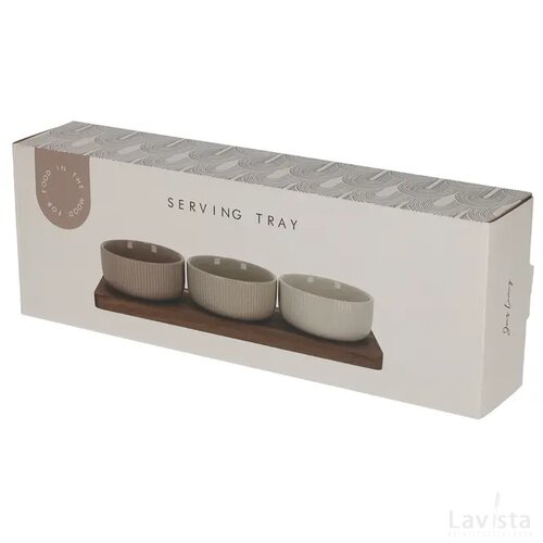 JENS Living Serveerplank Met Schaaltjes Beige