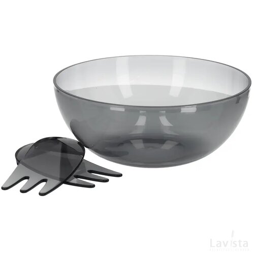 JENS Living Acryl Saladeschaal Met Bestek Smoke