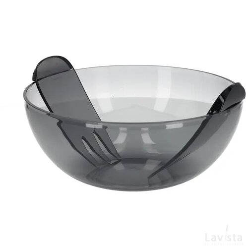 JENS Living Acryl Saladeschaal Met Bestek Smoke