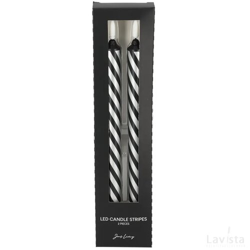 JENS Living LED Kaars Gestreept Zwart/Zilver