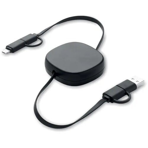 60w uittrekbare oplaadkabel Linea zwart