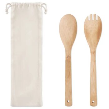 Bamboe saladebestek Mayen set beige