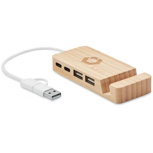 Bamboe usb hub 4 poorten Hubstand hout