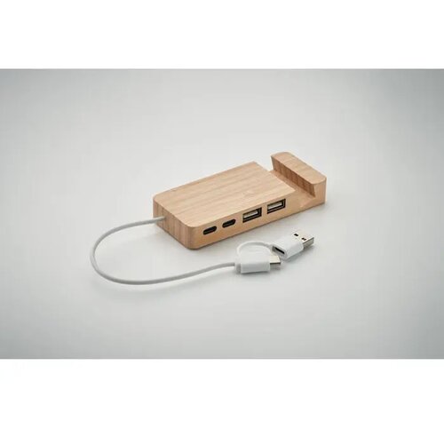 Bamboe usb hub 4 poorten Hubstand hout