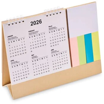 Bureaukalender met memoblok Calendoo beige