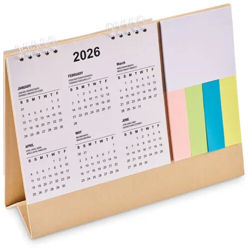 Bureaukalender met memoblok Calendoo beige