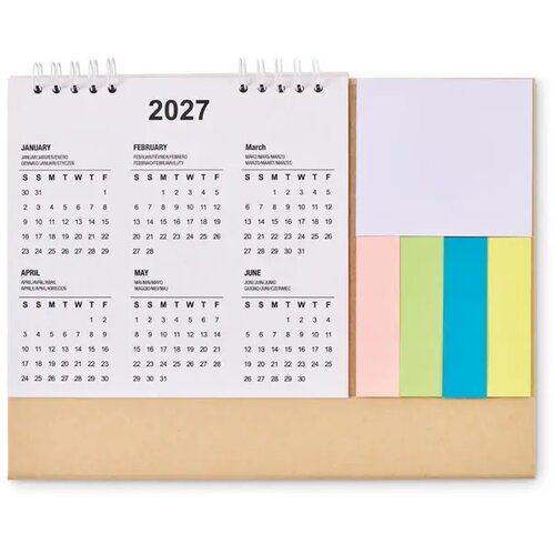 Bureaukalender met memoblok Calendoo beige