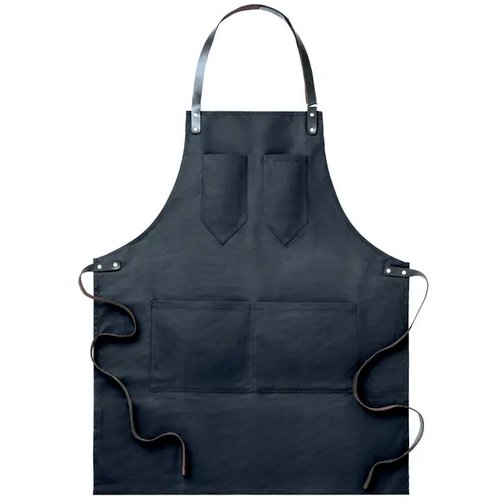 Canvasschort met leren details Chef zwart