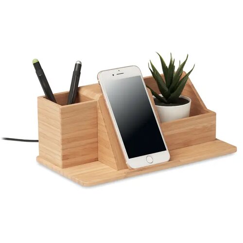 Desktop draadloze lader 15w Groovy hout