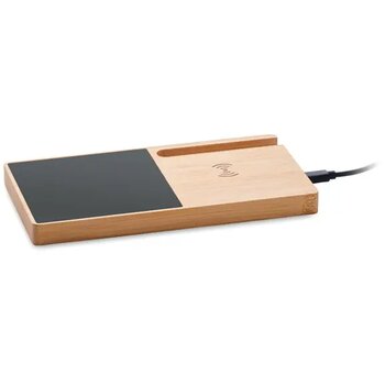 Draadloze oplader en mok warmer Sibit hout Draadloze oplader en mok warmer Sibit hout