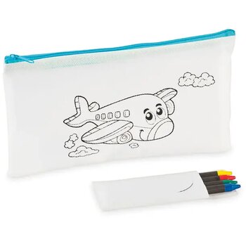 Etui met 4 krijtjes Cray babyblauw