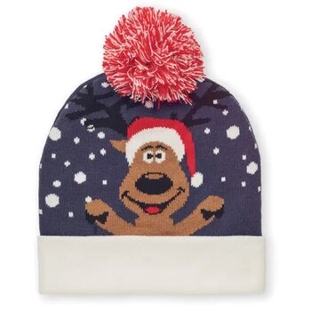 Gebreide kerstmuts Shimas hat blauw Gebreide kerstmuts Shimas hat blauw