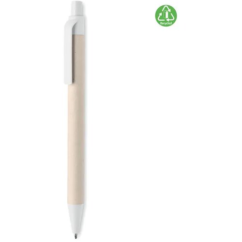 Gerecycled papier/ pla balpen Mito pen wit