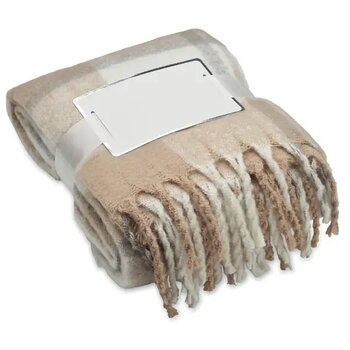 Geruite mohair deken Quet beige