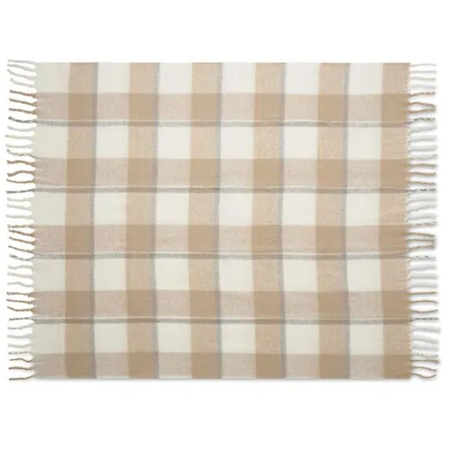 Geruite mohair deken Quet beige